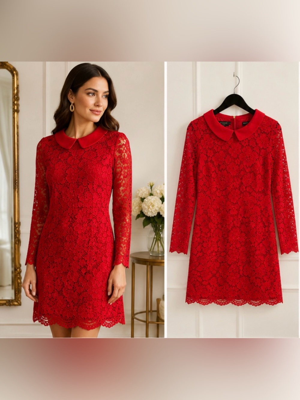 Ted Baker London Red Floral Lace Mini Dress – Size 1